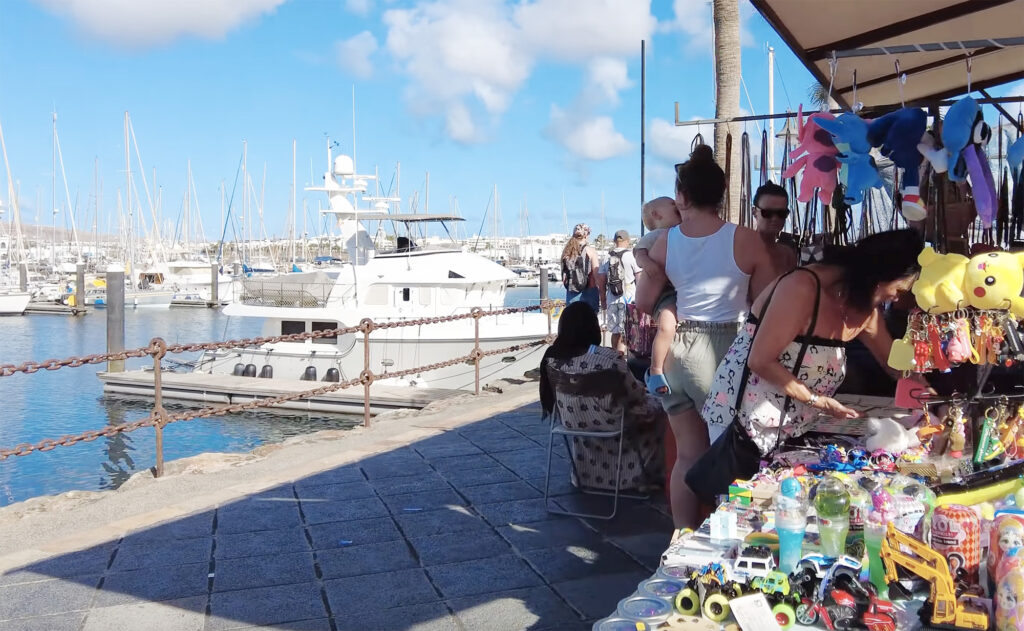 stall and boats in the marina rubicon market